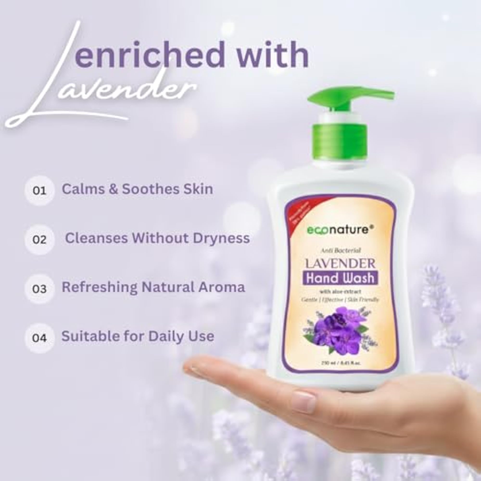 Econature Lavender Hand Wash with Aloe Extract, Pack of 2